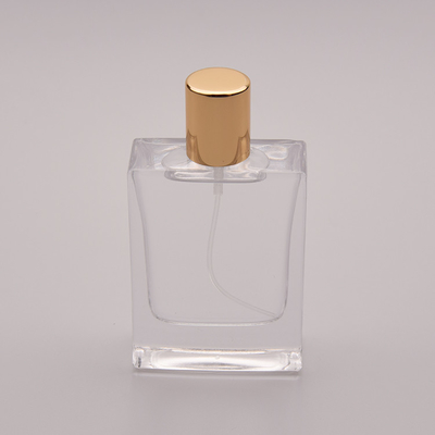 garrafa de perfume 50ml de vidro lisa com o tampão pequeno do ouro